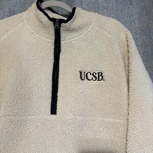 UCSB 1/4 Zip Fleece Pullover in Cream